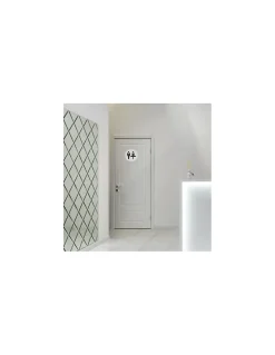 Disque de signalisation WC Mixte , à visser, inox brossé, marquage noir, diamètre 76mm - THIRARD