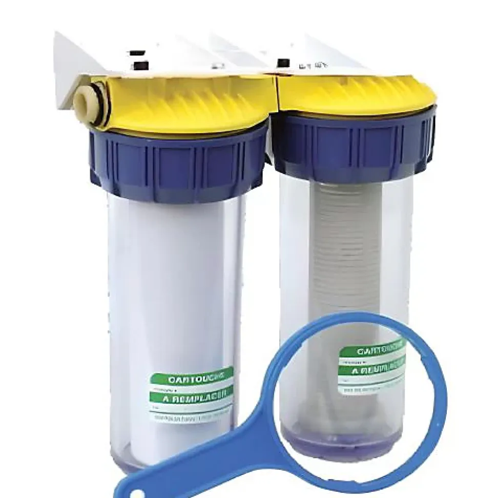 Double filtre anti-tartre 3/4'' avec équerre cartouche et clé - POLAR - FD34C