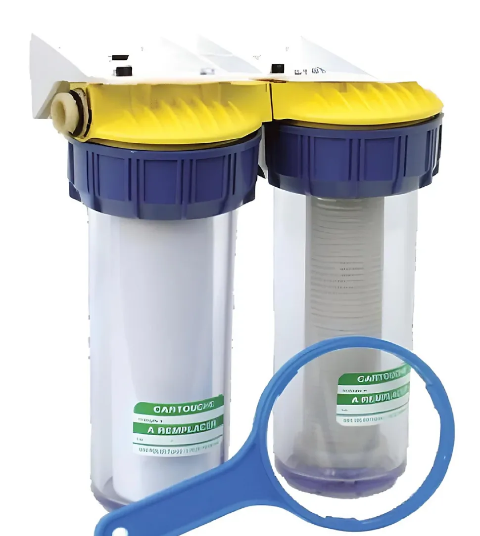 Double filtre anti-tartre 3/4'' avec équerre cartouche et clé - POLAR - FD34C