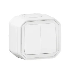 Double interrupteur Legrand Plexo blanc en saillie