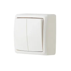 Double interrupteur va-et-vient monobloc en saillie étanche Jacobsen Sigurd blanc complet