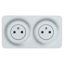 Double prise avec terre prêt câblée Jacobsen Espen aluminium composable