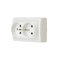 Double prise monobloc en saillie Jacobsen Sigurd blanc complet
