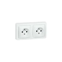 Double prise 2 pôles+terre horizontale ASL Legrand blanc