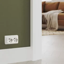 Double prise USB-A monobloc en saillie Jacobsen Sigurd blanc complet