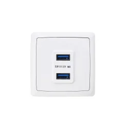 Double prise USB-A monobloc en saillie Jacobsen Sigurd blanc complet