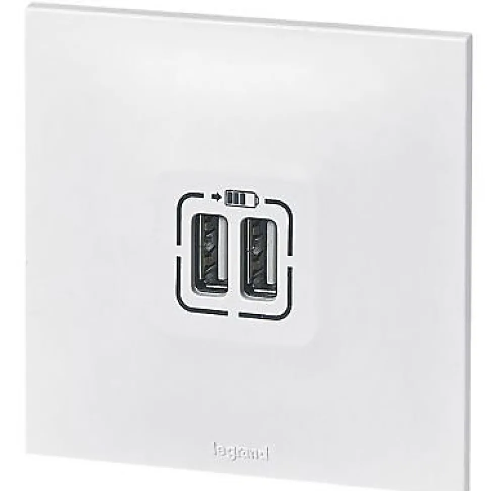 Double prise USB Legrand Neptune Blanc mat