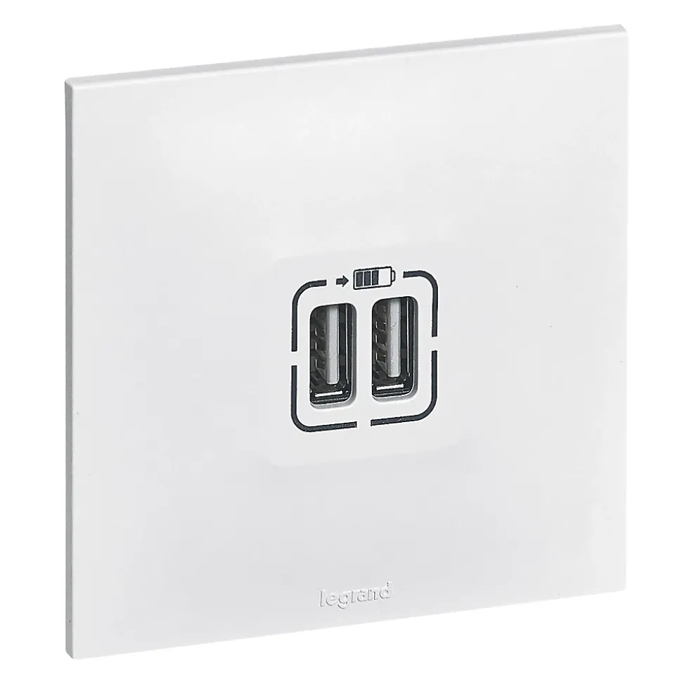 Double prise USB Legrand Neptune Blanc mat