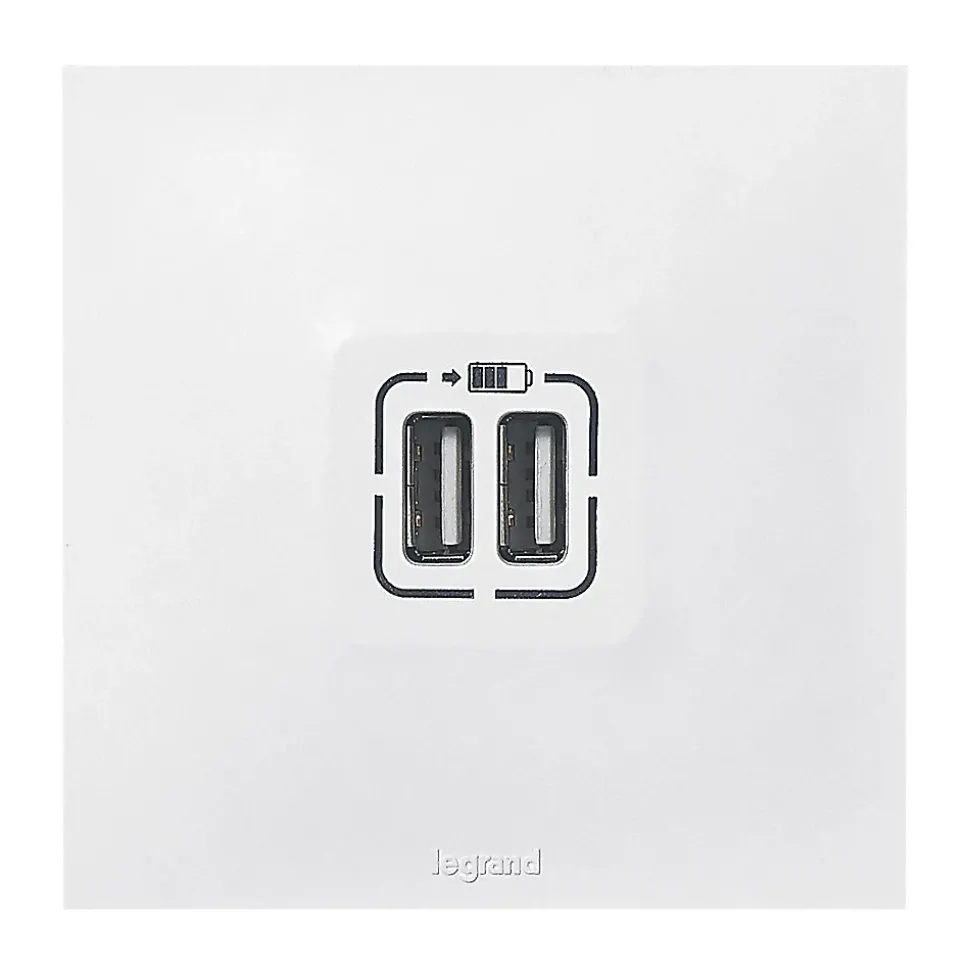 Double prise USB Legrand Neptune Blanc mat
