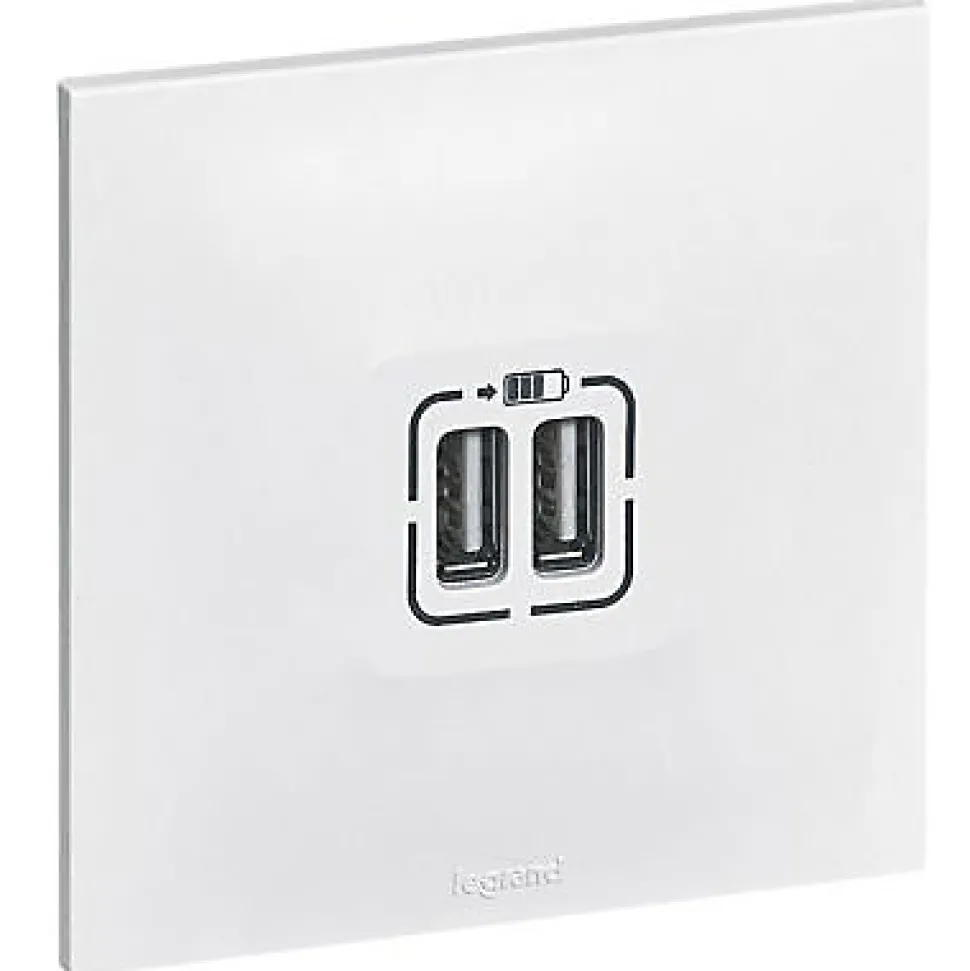 Double prise USB Legrand Neptune Blanc mat