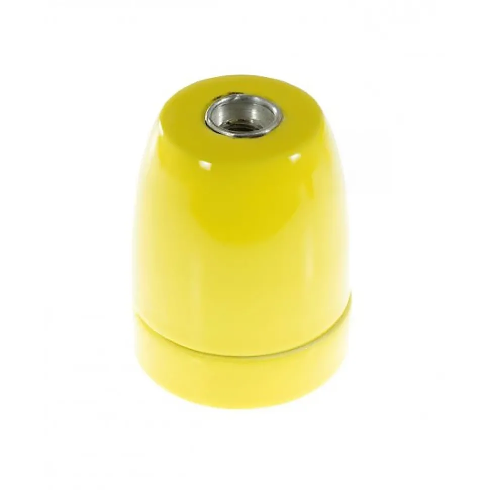 Douille E27 en Porcelaine Jaune - Déco Vintage
