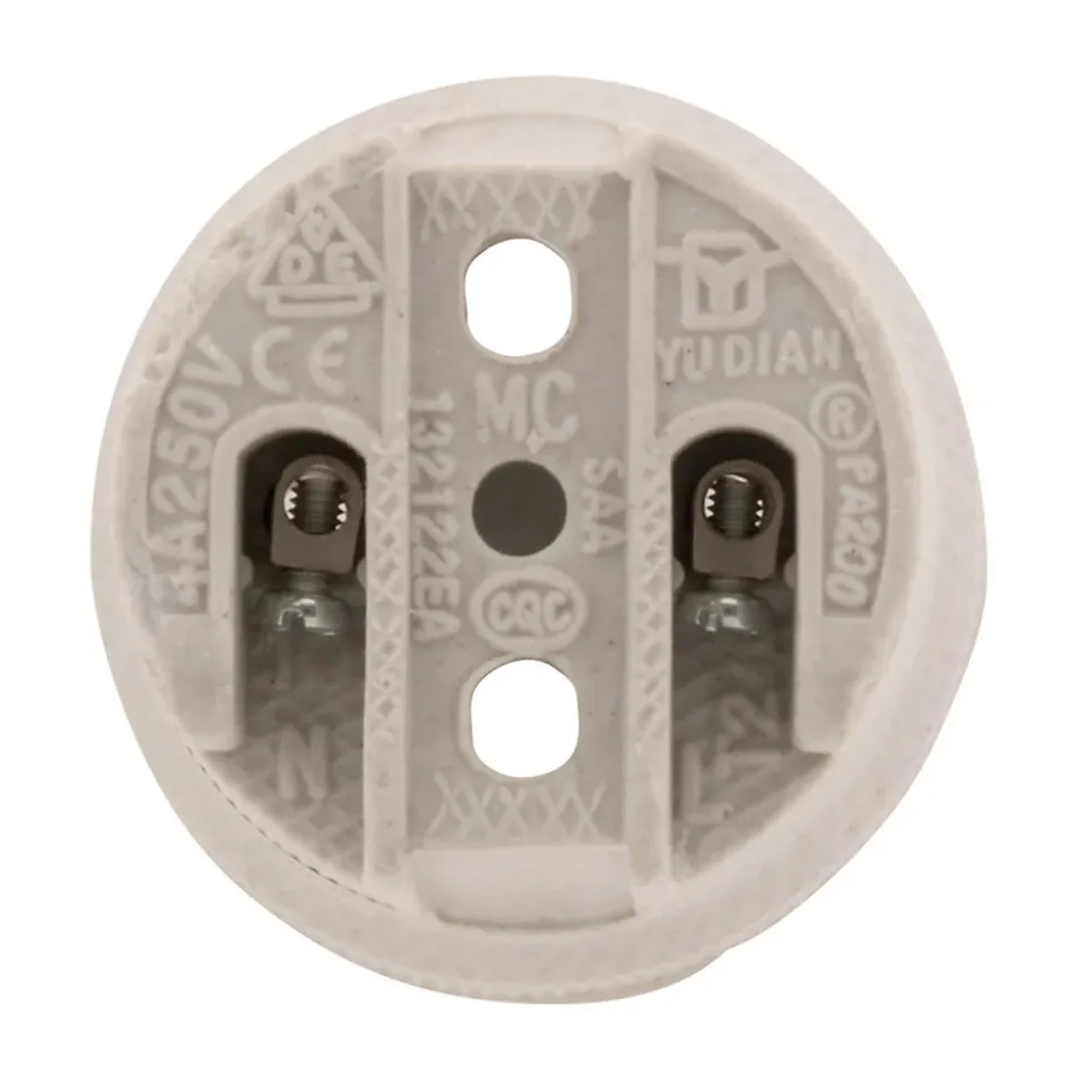 Douille E27 porcelaine à vis - Blanc - Zenitech
