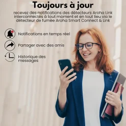 Détecteur de fumée Aroha Smart Connect & Link connectable et WiFi - Alarme incendie connecte Tuya et Smartlife - 5 pieces