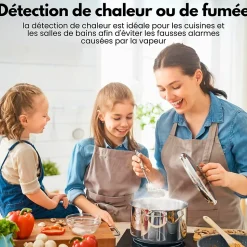 Détecteur de fumée/chaleur connectable Aroha Link - Batterie 10 ans - Capteur de fumée interconnecté - Alarme incendie