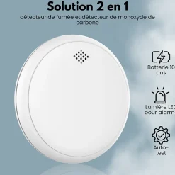 Détecteur de fumée et de monoxyde de carbone Aroha Safety Pro Sleep Line - Batterie 10 ans - Alarme incendie et de CO - 5 pièces