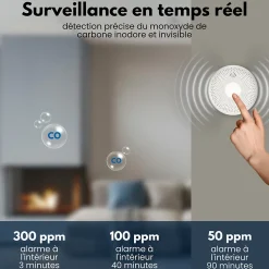 Détecteur de fumée et de monoxyde de carbone Aroha Safety Pro - Batterie 10 ans - Alarme incendie et CO - 2 pièces