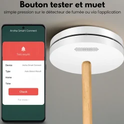 Détecteur de fumée WiFi Aroha Smart Connect - Batterie 10 ans - Alarme incendie connecte avec Tuya et Smartlife - 2 pièces