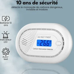 Détecteur de monoxyde de carbone interconnecté Aroha Link - Batterie 10 ans - Alarme de CO - Portable