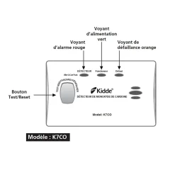 Détecteur de monoxyde de carbone KIDDE 7CO