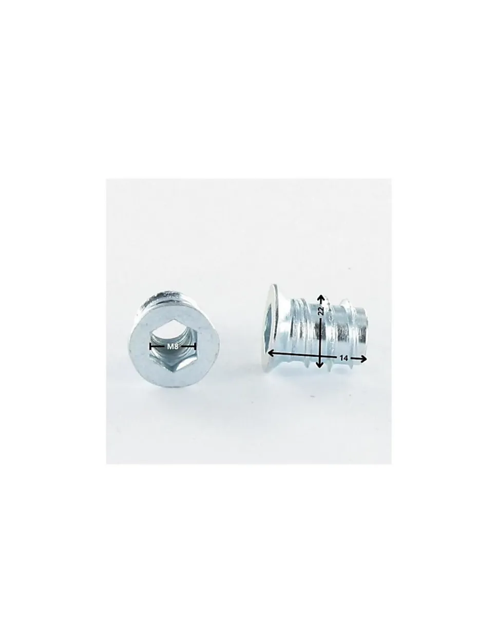 Ecrou Clé de 8 HC8 M8 14X22 Acier zingué 312 - 1500 pièces
