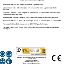 100 Ecrous Freins pour Vis M8 mm - 8 - Zingué CR3 - D-Work