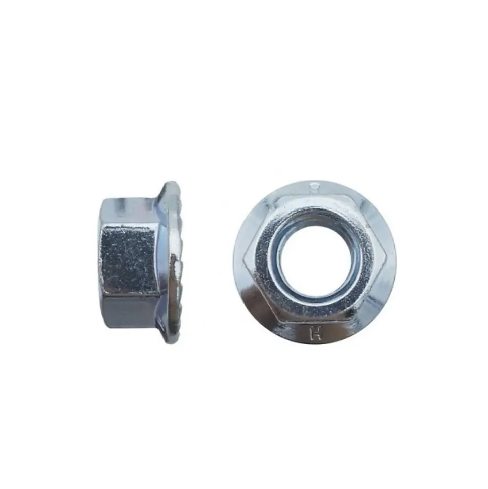 100 Ecrous Hexagonaux à Embase Crantée M10 mm - DIN 6923 - 8 - Zingué blanc - D-Work