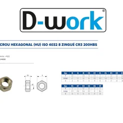 25 Ecrous Hexagonaux HU M24 mm - 4032 - 8 - Zingué CR3 - D-Work