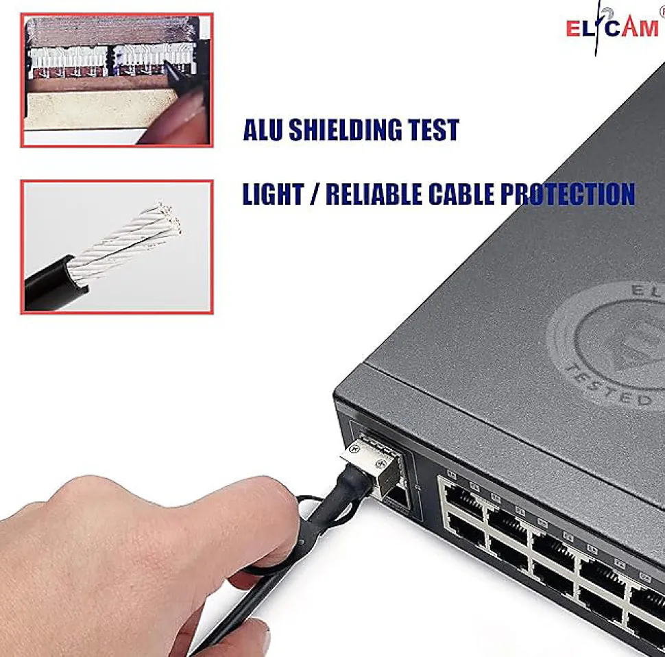 Elfcam - Câble DAC SFP+ à SFP+ 10Gb - 1m, Twinax Attache Directe, Haute Performance