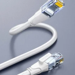 Elfcam - Câble Ethernet RJ45 Cat 7 SFTP 20m (Rond Blanc), 10Gbps, 600MHz, Cuivre, Anti-Interférences