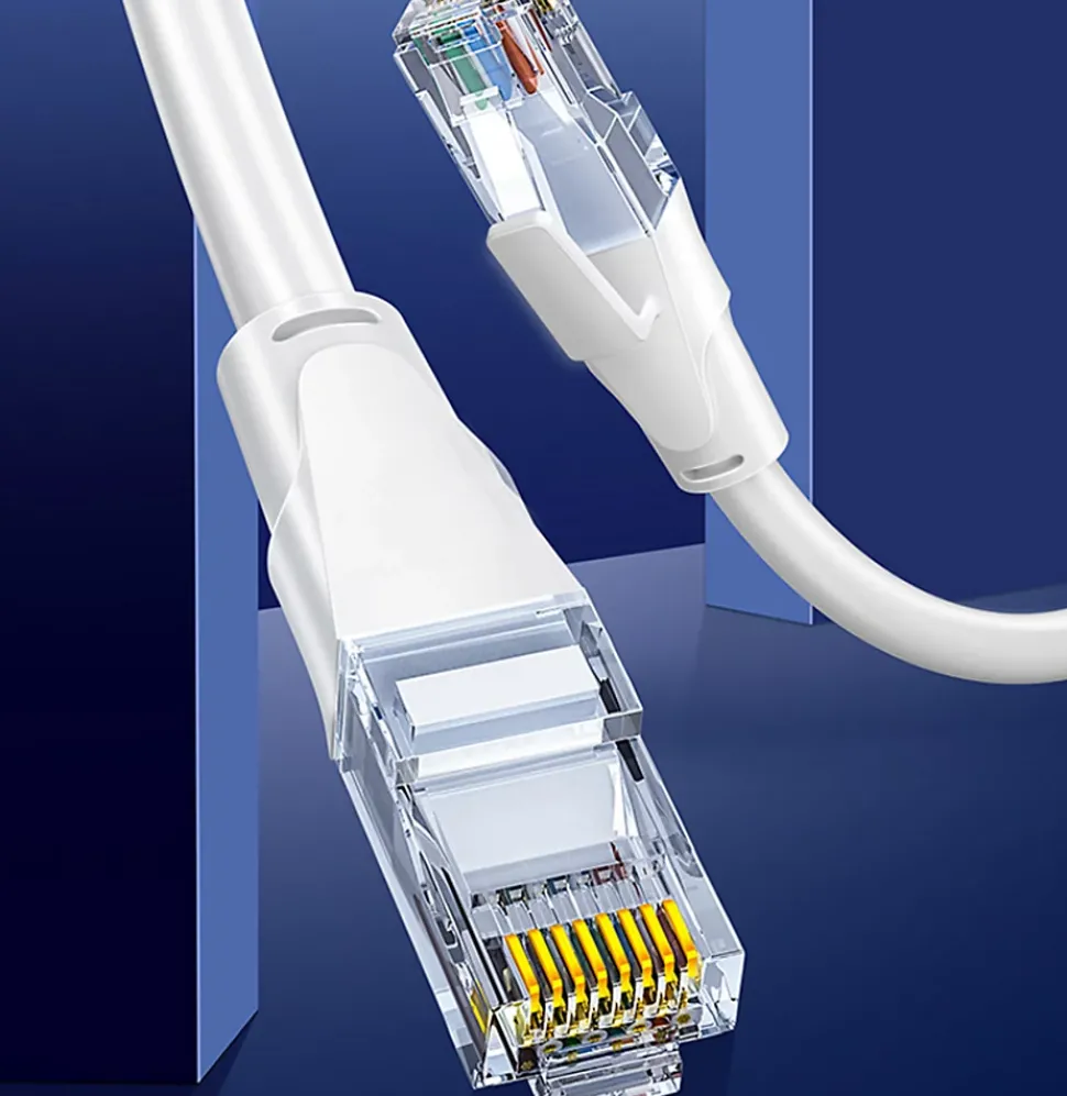 Elfcam - Câble Ethernet RJ45 Cat 7 SFTP 15m (Rond Blanc), 10Gbps, 600MHz, Cuivre, Anti-Interférences