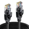 Elfcam - Câble Ethernet RJ45 Cat 7 SFTP 10m (Rond Noir), 10Gbps, 600MHz, Cuivre, Anti-Interférences