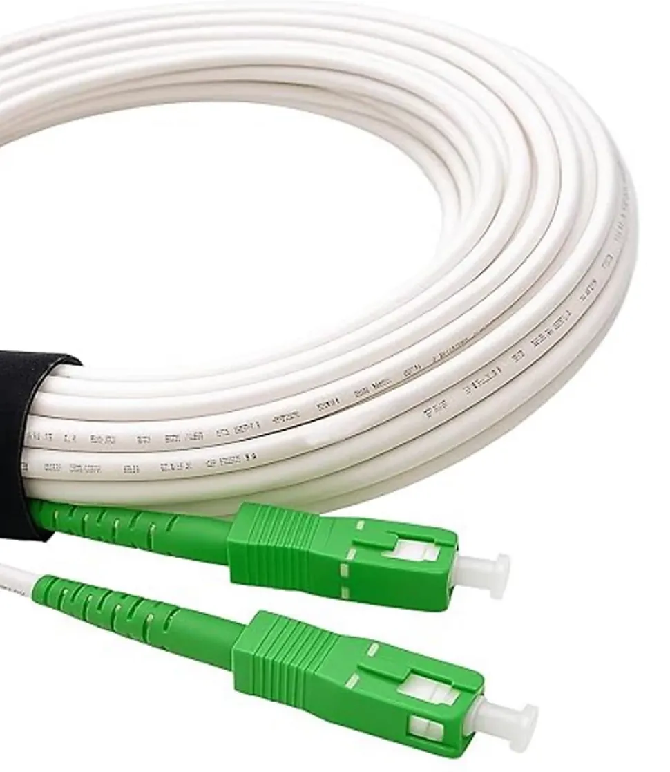 Elfcam - Câble Fibre Optique SC-APC à SC-APC - 15m (Blanc), Jarretière Renforcée 9/125um, Blindé, Compatible Livebox
