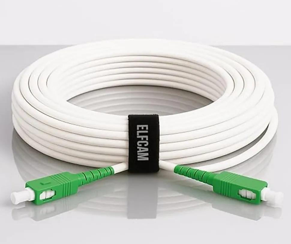 Elfcam - Câble Fibre Optique SC-APC à SC-APC - 0.5m (Blanc), Jarretière Renforcée 9/125um, Blindé, Compatible Livebox
