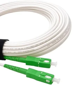 Elfcam - Câble Fibre Optique SC-APC à SC-APC - 20m (Blanc), Jarretière Renforcée 9/125um, Blindé, Compatible Livebox