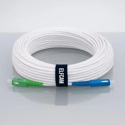 Elfcam - Câble Fibre Optique SC-APC à SC-UPC - 1m (Blanc), Jarretière Optique 9/125um, Compatible Freebox, Livebox
