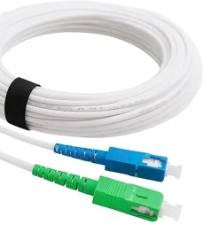 Elfcam - Câble Fibre Optique SC-APC à SC-UPC - 3m (Blanc), Jarretière Optique 9/125um, Compatible Freebox, Livebox