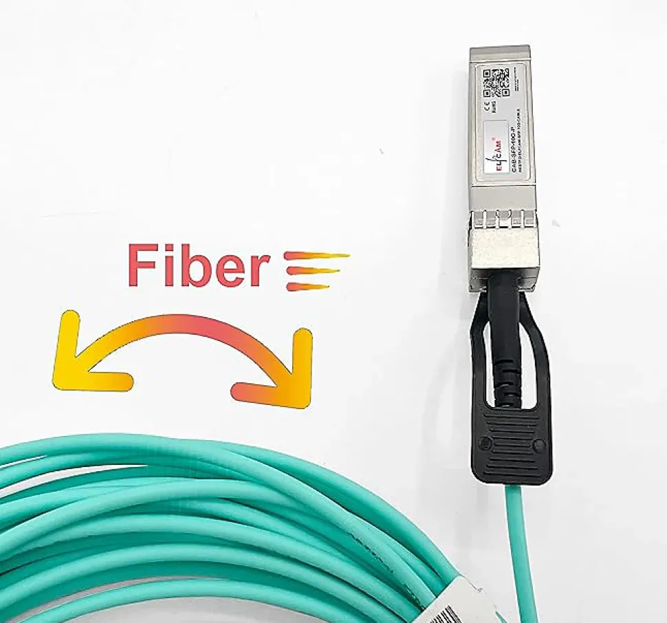 Elfcam - Câble Optique Actif SFP+ à SFP+ - 3m, AOC 10 Gbit/s OM3, Ultra Performant, Réseau Professionnels, PC