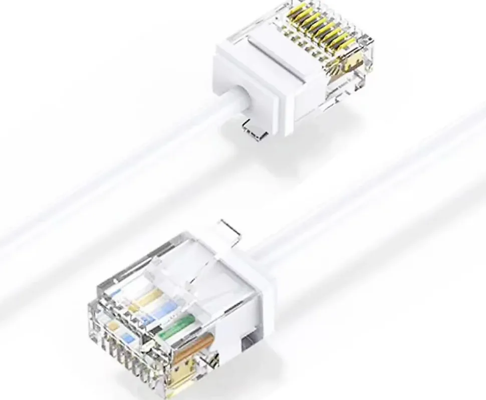Elfcam - Câble RJ45 Cat 6 Slim 7m (Blanc) - 32AWG Ultra Fin, Réseau LAN/WAN, Haut Débit, Idéal PC, Box, Routeur