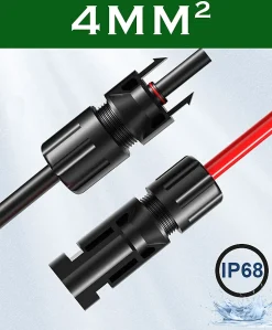 Elfcam - 2 Câbles Solaires 4mm² 15m, Connecteurs M/F, 12AWG, DC1500V, IP68, Anti-UV, Certifié TUV