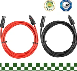 Elfcam - 2 Câbles Solaires 4mm² 30m, Connecteurs M/F, 12AWG, DC1500V, IP68, Anti-UV, Certifié TUV