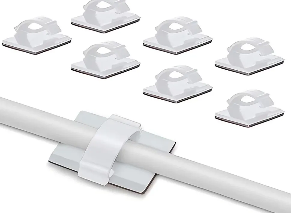 Elfcam - Clips Câble Adhésif Réglable pour Fibre Optique, Maison/Bureau, Attache Fil (Lot de 100)