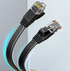 Elfcam - 10m Câble Ethernet RJ45 Cat7 Flat Blanc, 10Gbps 600MHz, Cuivre, SFTP, Anti-Bruit, PC, Modem, Routeur