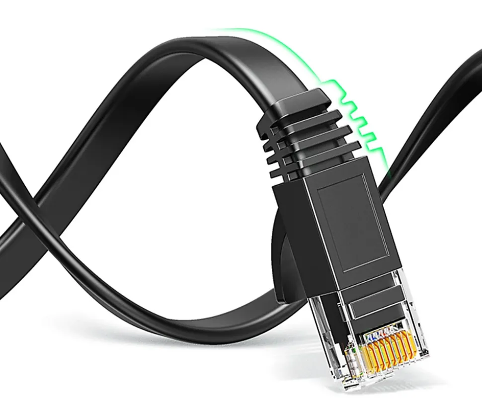 Elfcam - 10m Câble Ethernet RJ45 Cat7 Flat Blanc, 10Gbps 600MHz, Cuivre, SFTP, Anti-Bruit, PC, Modem, Routeur