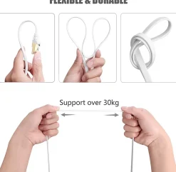 Elfcam - 5m Câble Ethernet RJ45 Cat7 Flat Blanc, 10Gbps 600MHz, Cuivre, SFTP, Anti-Bruit, PC, Modem, Routeur