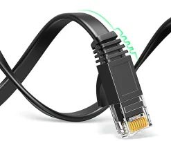 Elfcam - 25m Câble Ethernet RJ45 Cat7 Flat Noir, 10Gbps 600MHz, Cuivre, SFTP, Anti-Bruit, PC, Modem, Routeur