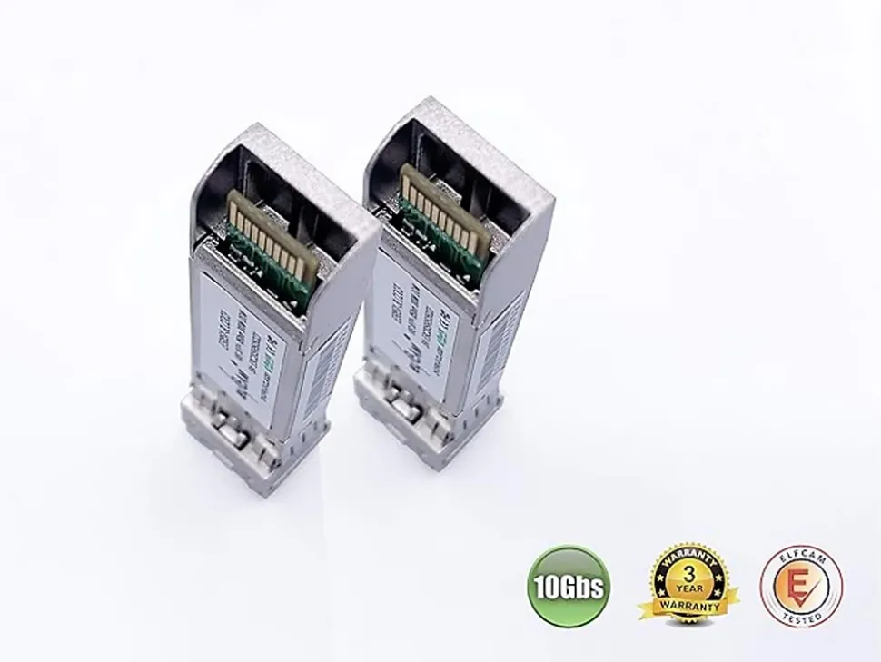 Elfcam - 2 Modules SFP+ 10 Gbps - LC/UPC Multimode OM3/OM4, 850nm DDM, 300 m, Compatibles Freebox Ultra
