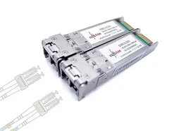 Elfcam - 2 Modules SFP+ 10 Gbps - LC/UPC Multimode OM3/OM4, 850nm DDM, 300 m, Compatibles Freebox Ultra