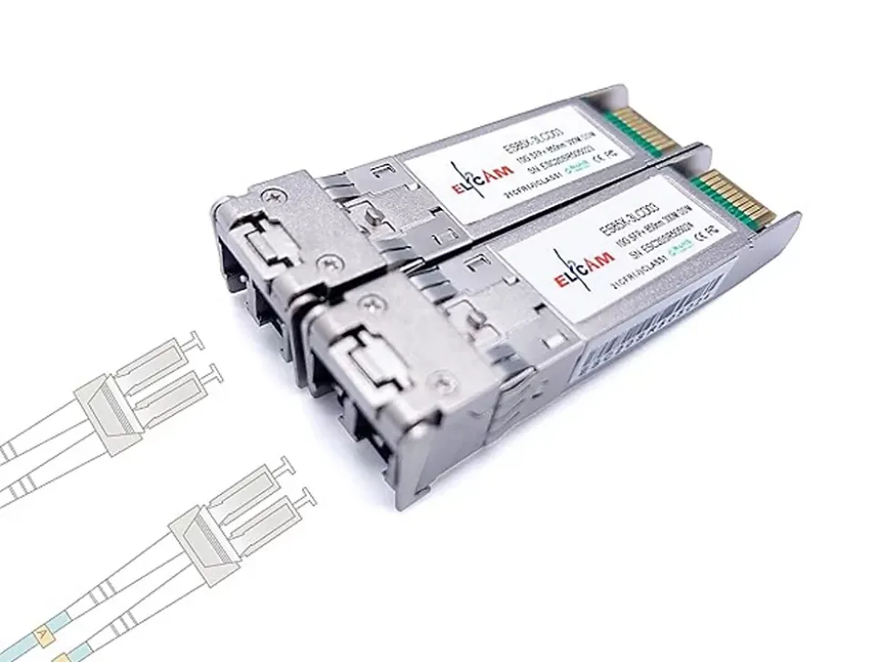 Elfcam - 2 Modules SFP+ 10 Gbps - LC/UPC Multimode OM3/OM4, 850nm DDM, 300 m, Compatibles Freebox Ultra