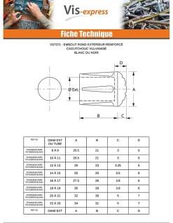 Embout rond envellopant caoutchouc vulcanisé Noir Pour Tube 28 à 29 - 1 pièce