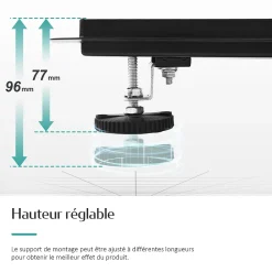 EMKE Caniveau de Douche 50 cm, Acier Inox, Siphon de Sol 2 en 1 avec Filtre à Cheveux, Finition Noire Élégante